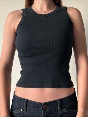 Brandy Melville Black Ribbed Tank Crop